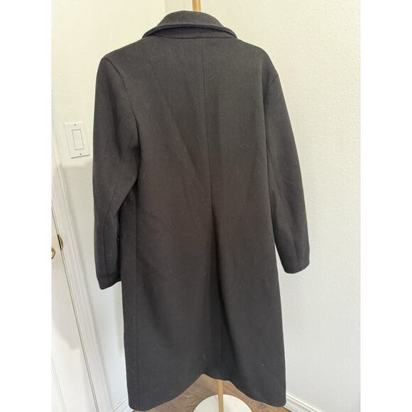 Chouyatou Women's Shawl Collar Long Single Breasted Pea Coat Black - Medium - Picture 6 of 8